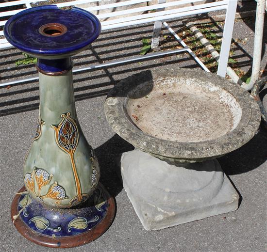 Small bird bath & Doulton pedestal